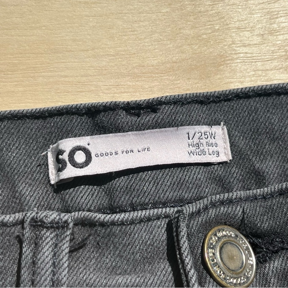 Women’s Size 1 Black High Rise Wide Leg Baggy Jeans SO Goods For Life - Picture 2 of 7